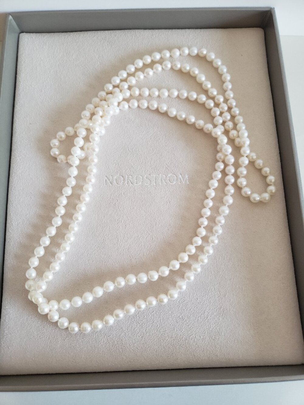 Nordstrom Exclusive Cultured Pearl Lengthy Rope Necklace 42" Hand Knotted